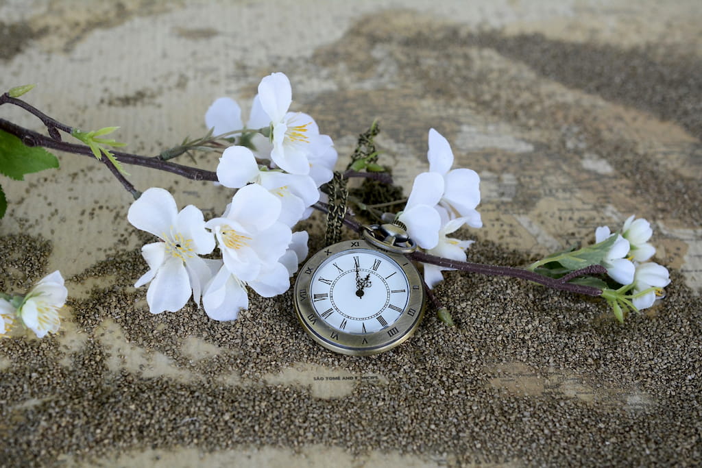 A picture of a pocket watch and flowers for this post about turning small moments into memories.