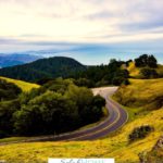 A Pinterest pin with a picture of a road winding through hills by the ocean. Designed for this post of verses about trusting God.