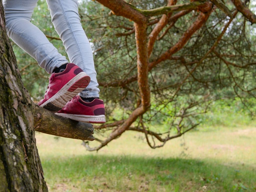 A picture of a child climbing a tree for this post of tips for teaching resilience to kids.