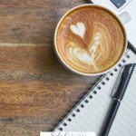 A Pinterest pin with a picture of a coffee cup, computer, and notebook. Designed for this post about five of the best blogs with encouragement for moms.