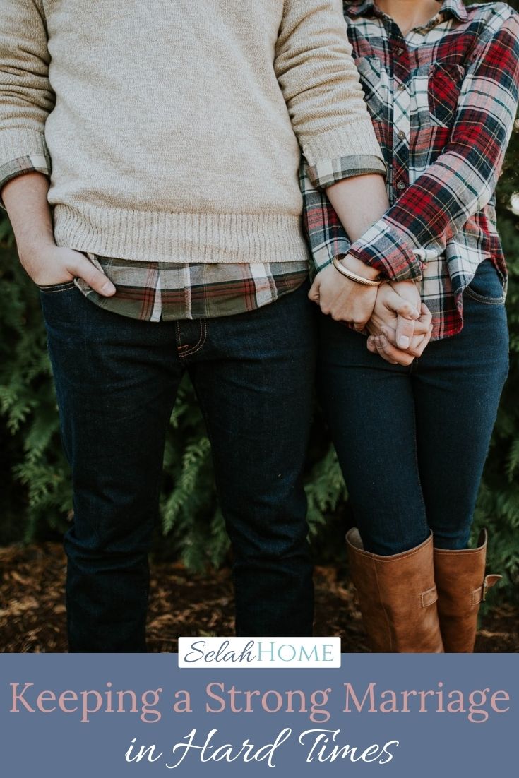 A Pinterest pin with a picture of a couple holding hands. Designed for this post about how to keep a strong marriage.