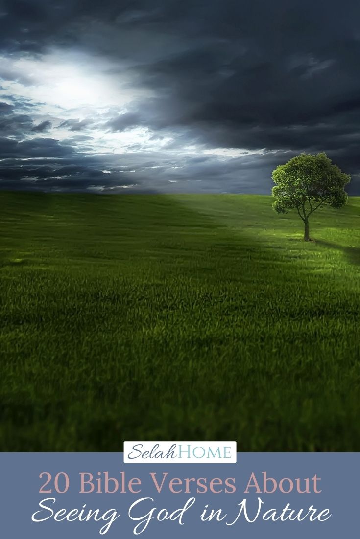 A Pinterest pin with a picture of sunlight filtering through the clouds. Designed for this post of verses about connecting with God through nature.