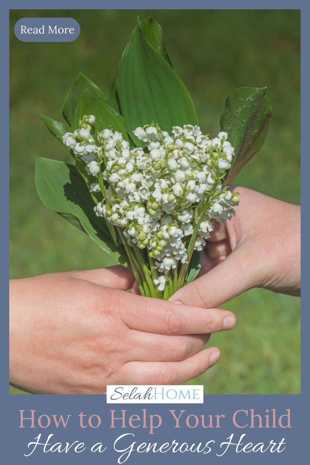 A Pinterest pin with a picture of one person giving flowers to another. Designed for this post about the power of giving.