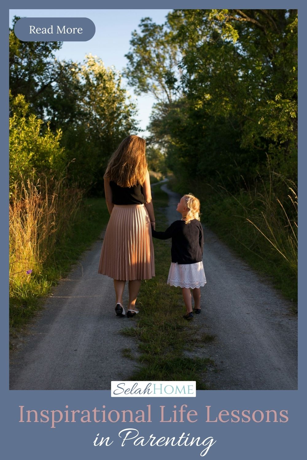 A Pinterest pin with a picture of a mom walking with her daughter. Designed for this post about parenting choices.